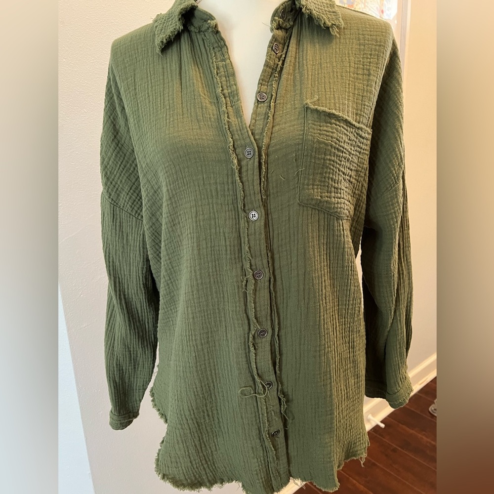 Zenana gauze button up